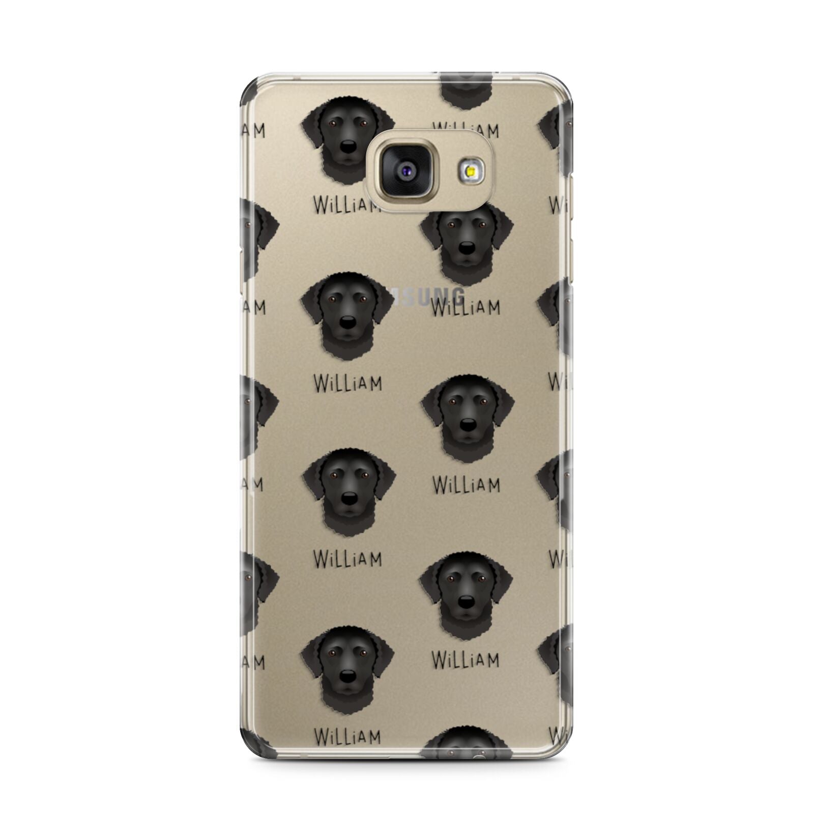 Curly Coated Retriever Icon with Name Samsung Galaxy A7 2016 Case on gold phone