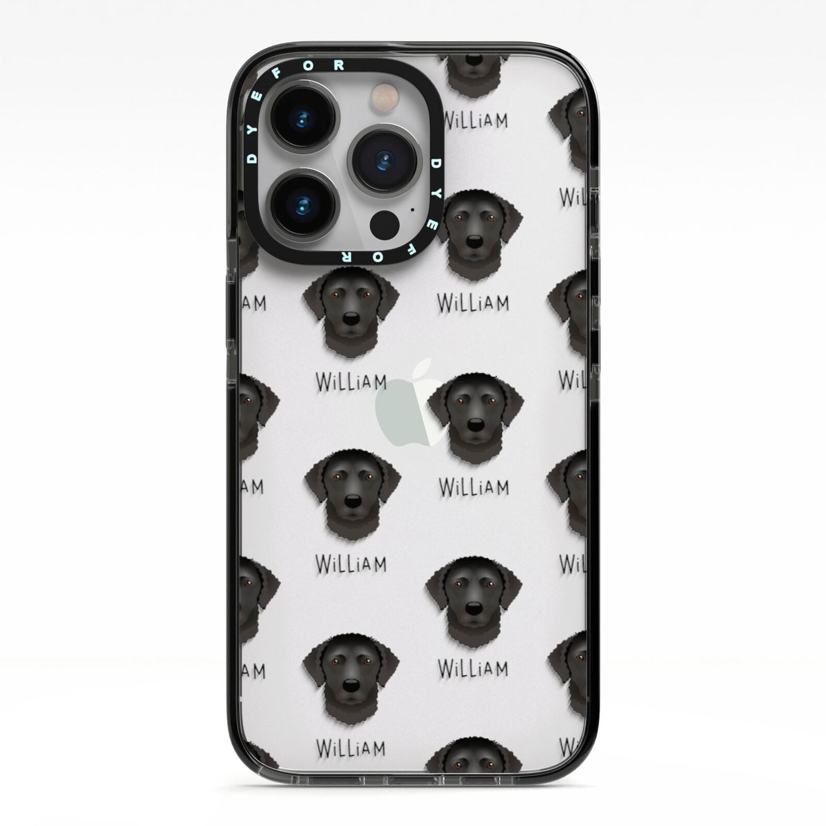 Curly Coated Retriever Icon with Name iPhone 13 Pro Black Impact Case on Silver phone
