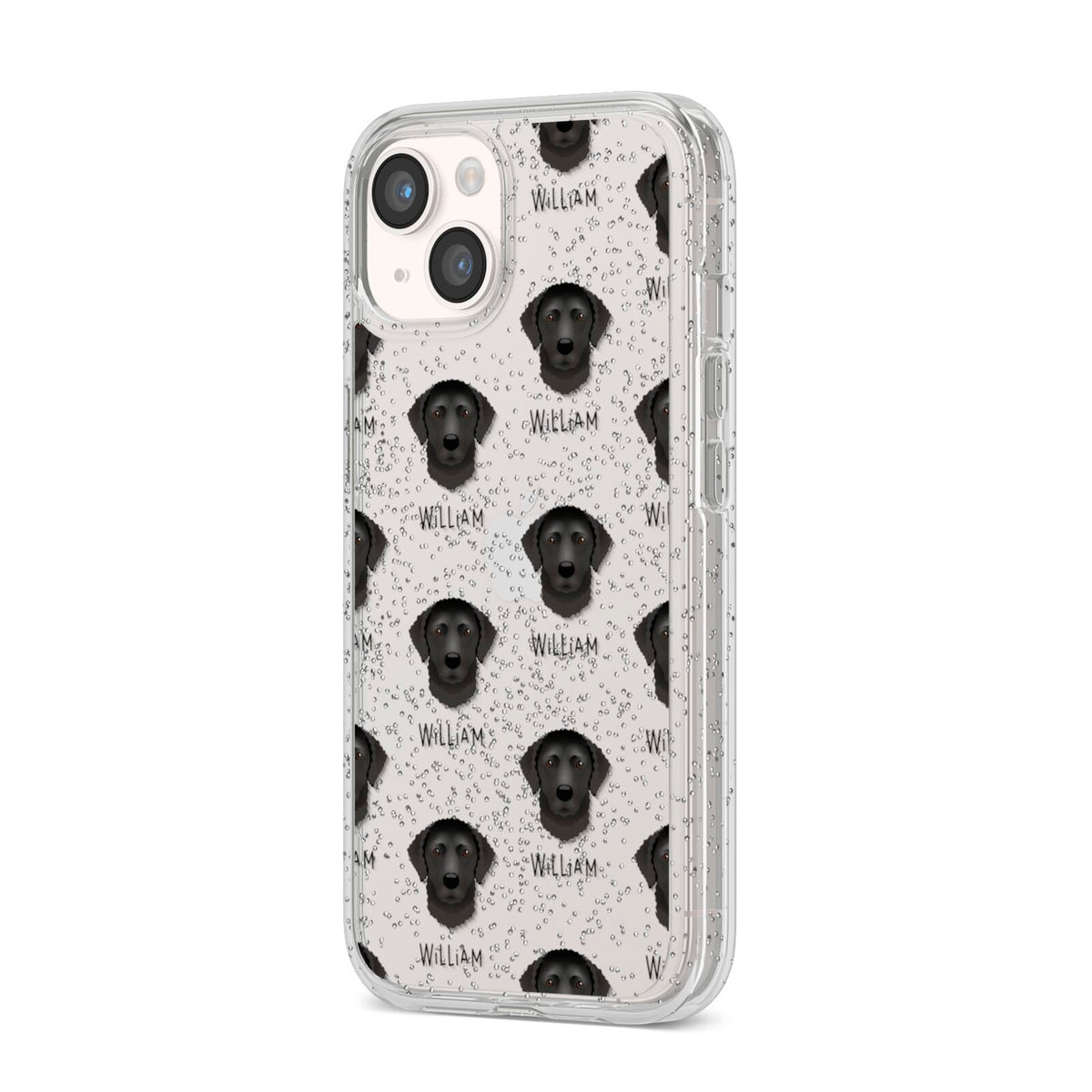 Curly Coated Retriever Icon with Name iPhone 14 Glitter Tough Case Starlight Angled Image