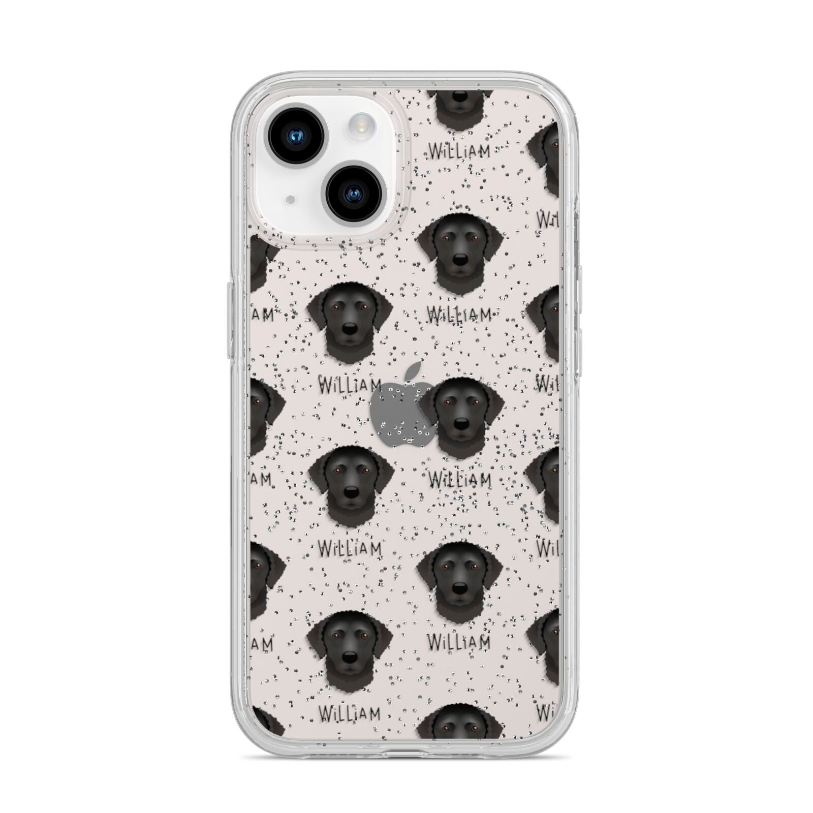 Curly Coated Retriever Icon with Name iPhone 14 Glitter Tough Case Starlight