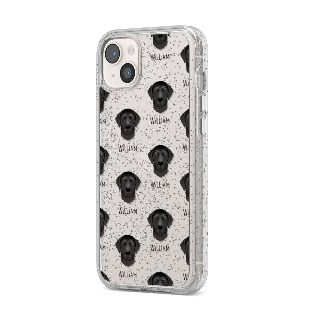 Curly Coated Retriever Icon with Name iPhone 14 Plus Glitter Tough Case Starlight Angled Image