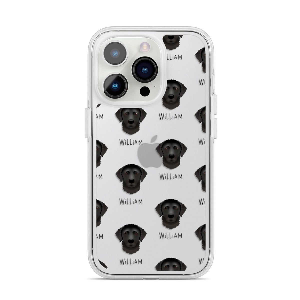 Curly Coated Retriever Icon with Name iPhone 14 Pro Clear Tough Case Silver