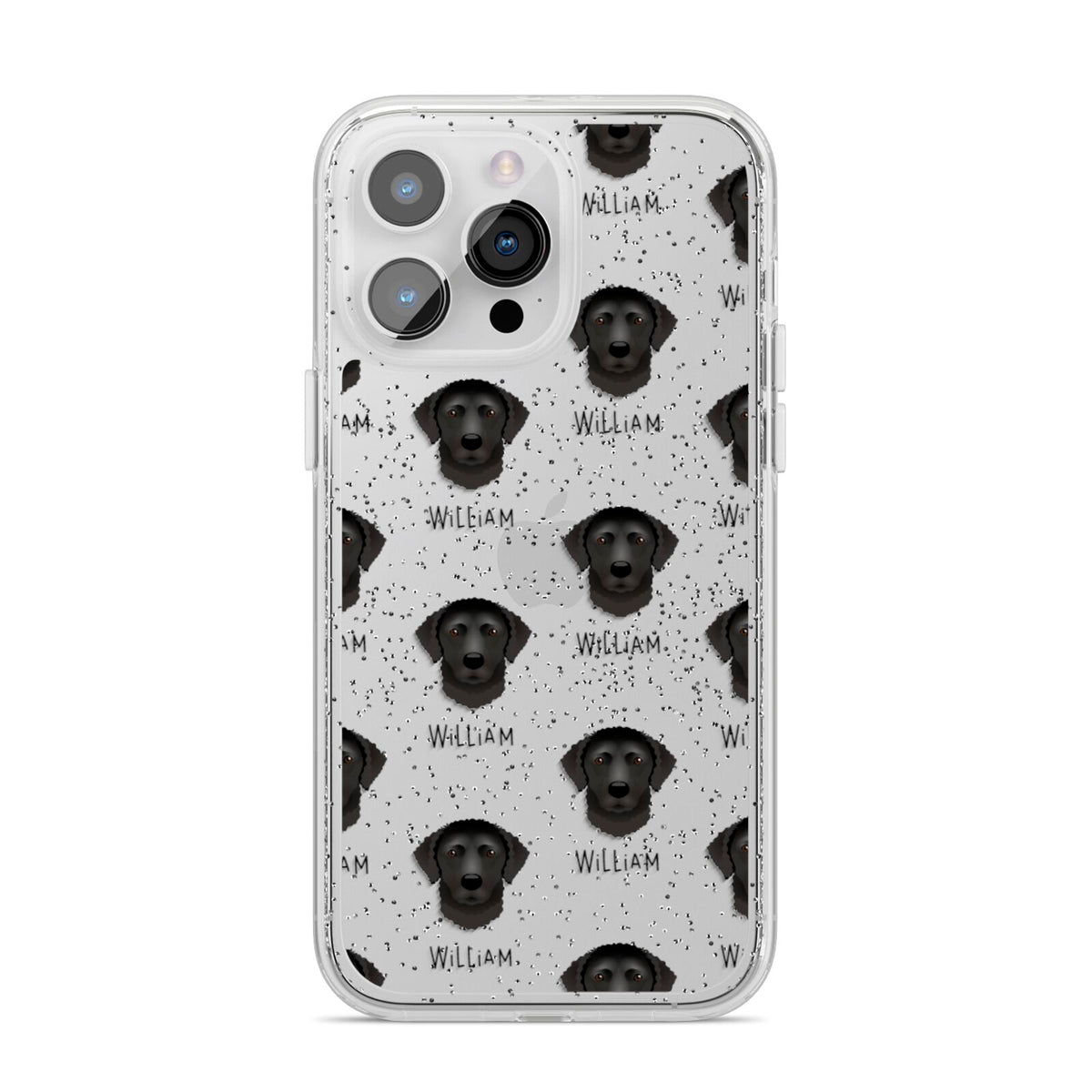 Curly Coated Retriever Icon with Name iPhone 14 Pro Max Glitter Tough Case Silver