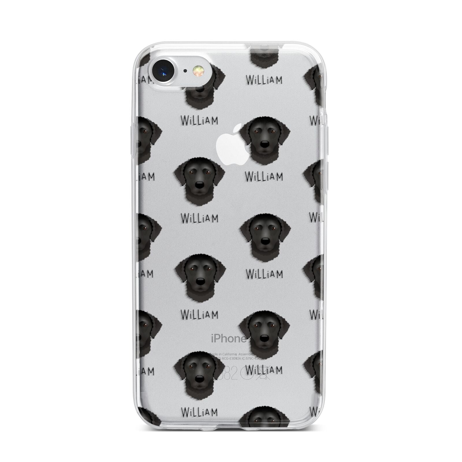 Curly Coated Retriever Icon with Name iPhone 7 Bumper Case on Silver iPhone