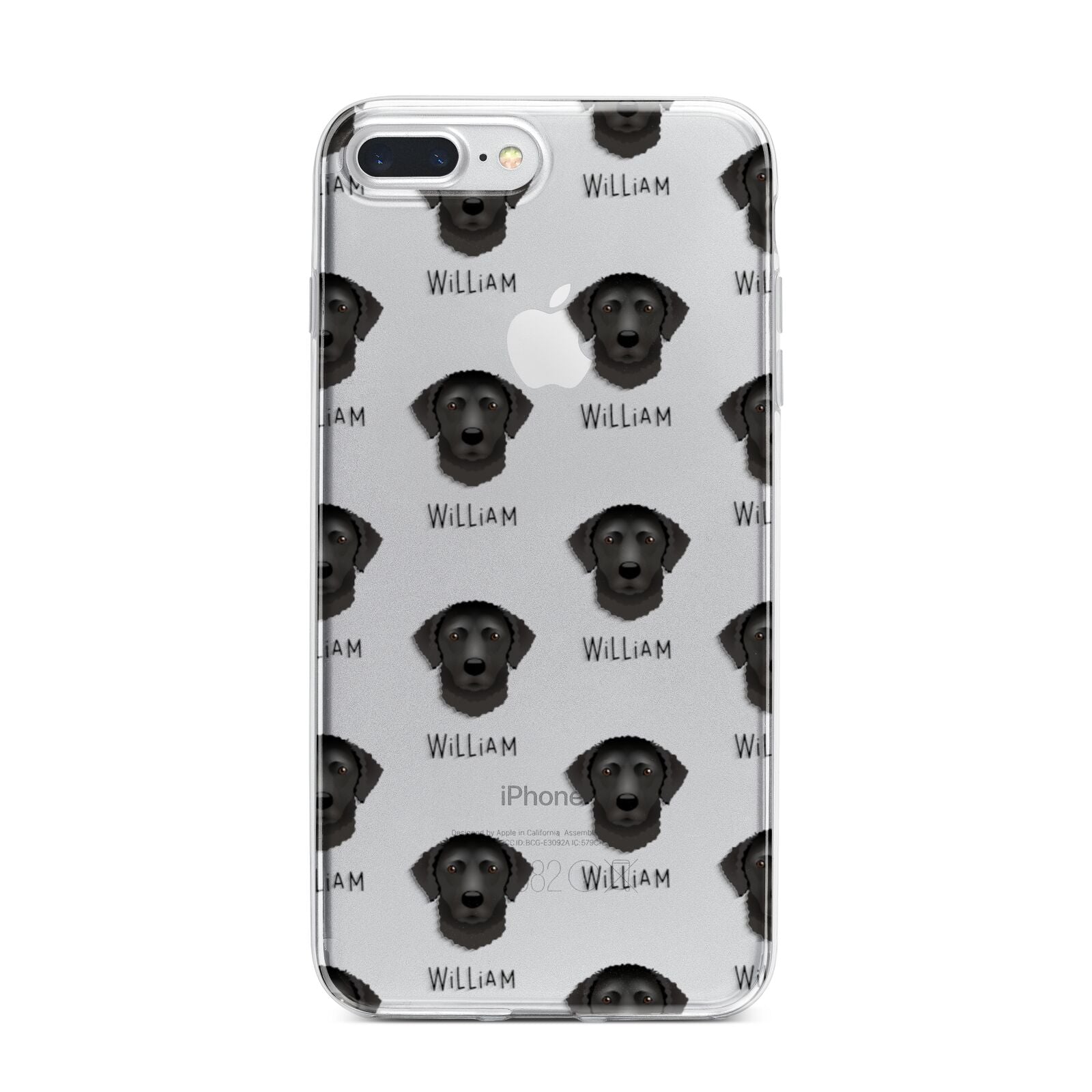Curly Coated Retriever Icon with Name iPhone 7 Plus Bumper Case on Silver iPhone