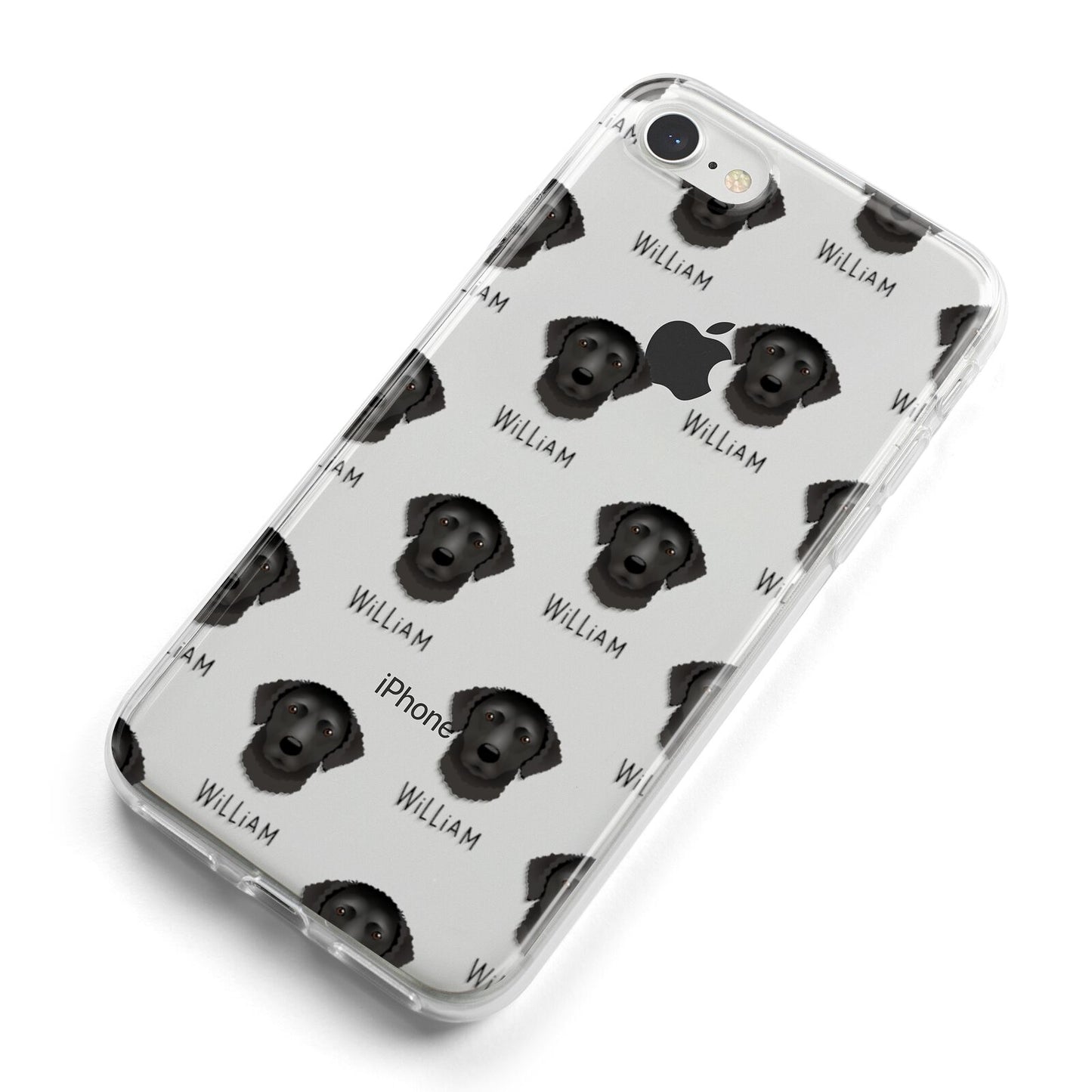 Curly Coated Retriever Icon with Name iPhone 8 Bumper Case on Silver iPhone Alternative Image