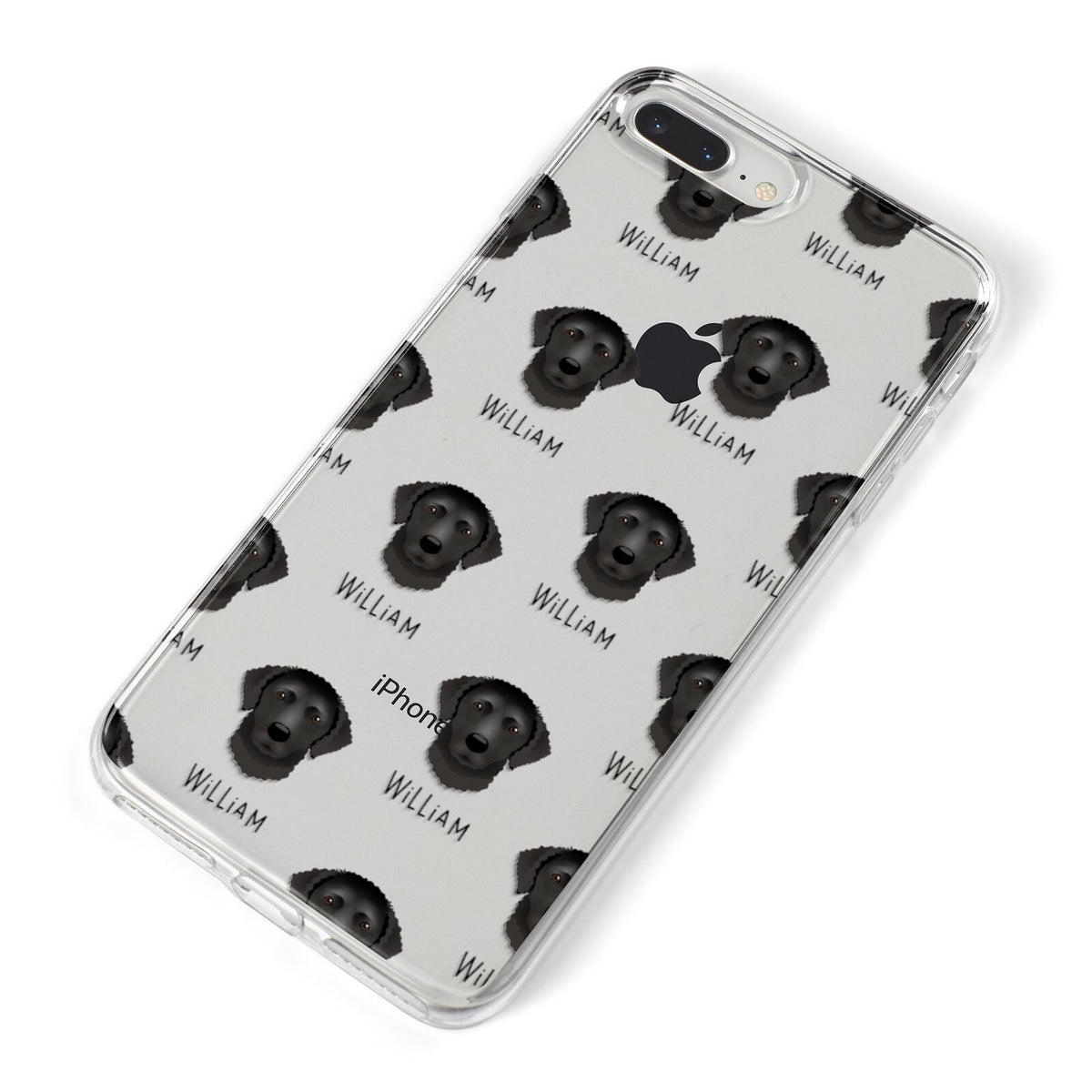 Curly Coated Retriever Icon with Name iPhone 8 Plus Bumper Case on Silver iPhone Alternative Image