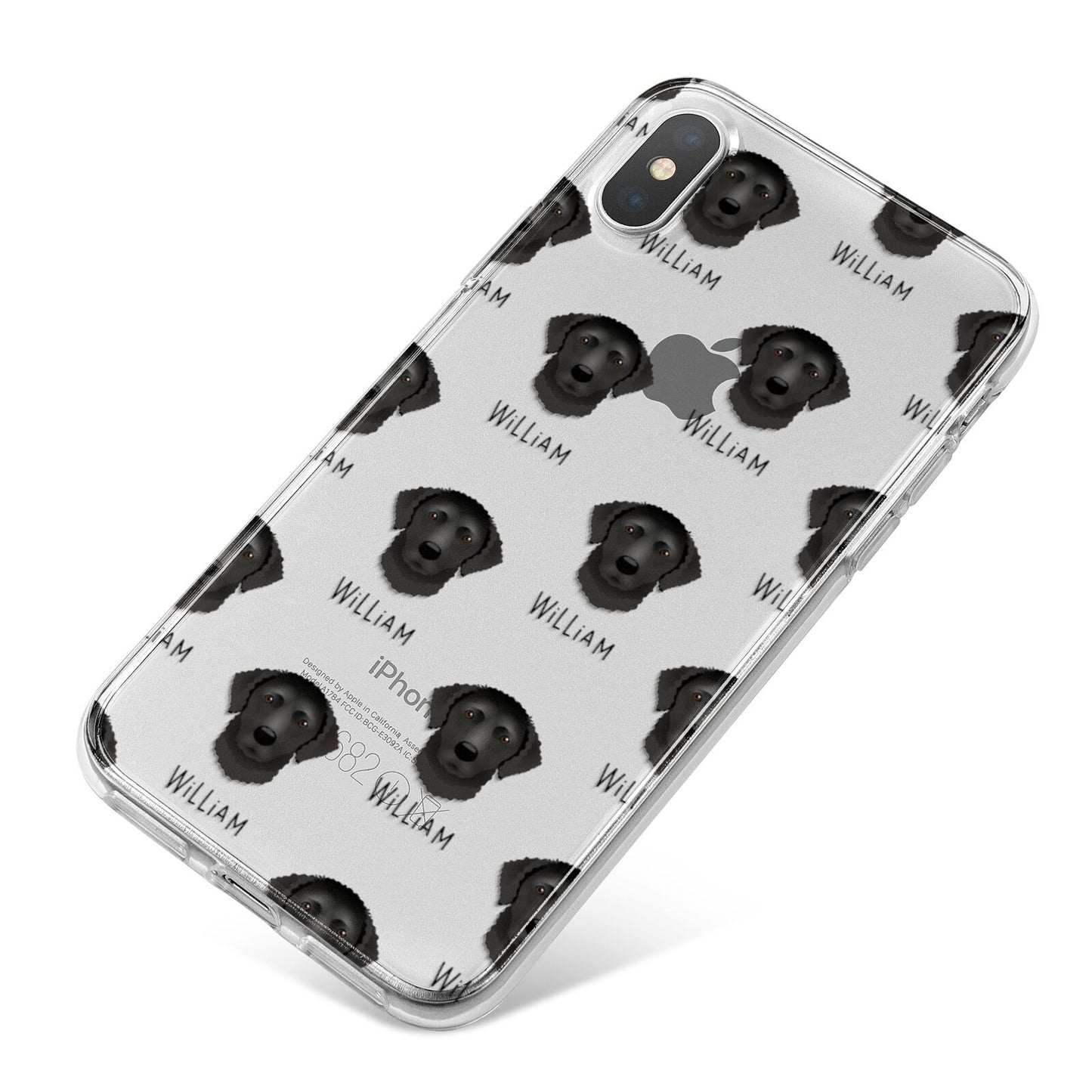 Curly Coated Retriever Icon with Name iPhone X Bumper Case on Silver iPhone