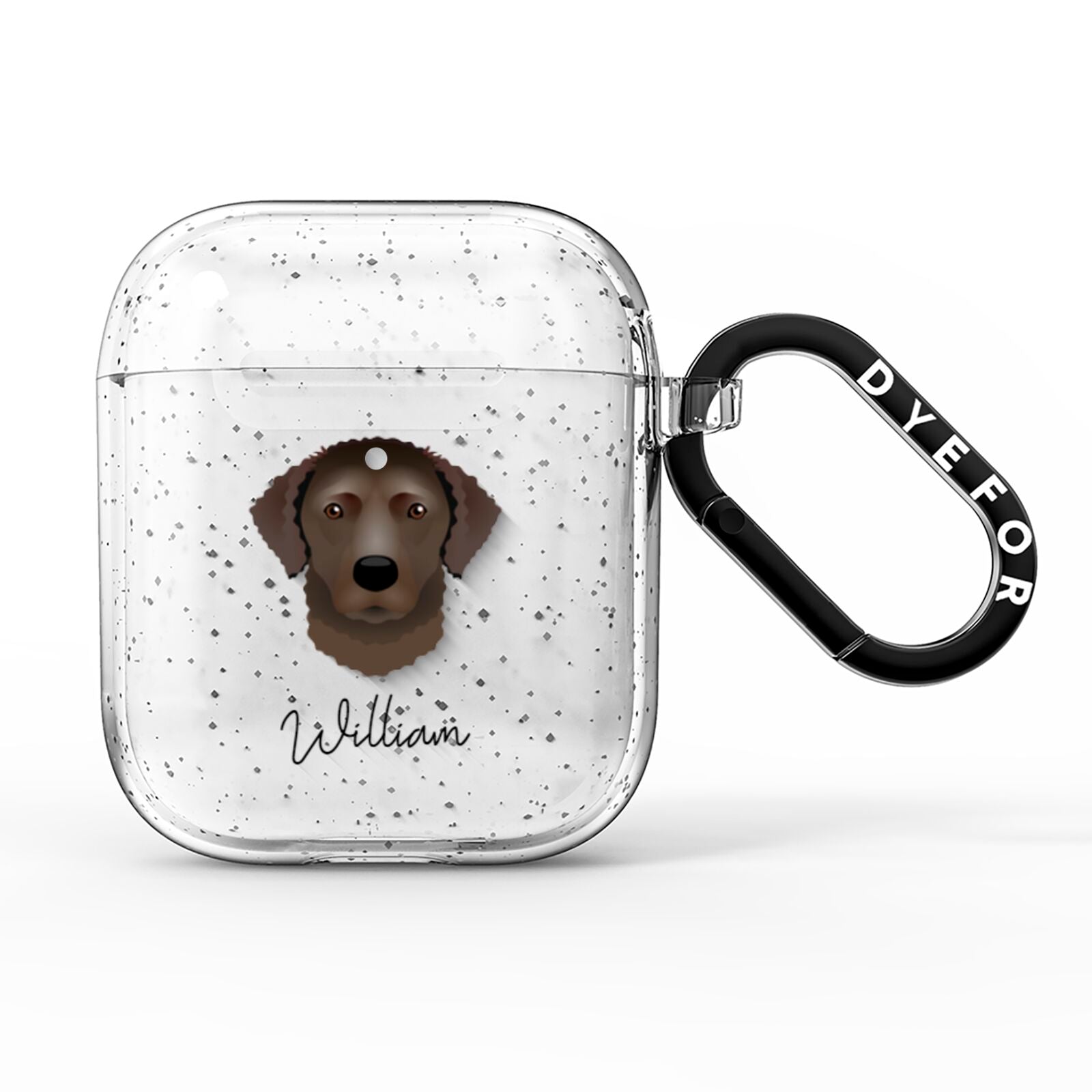 Curly Coated Retriever Personalised AirPods Glitter Case
