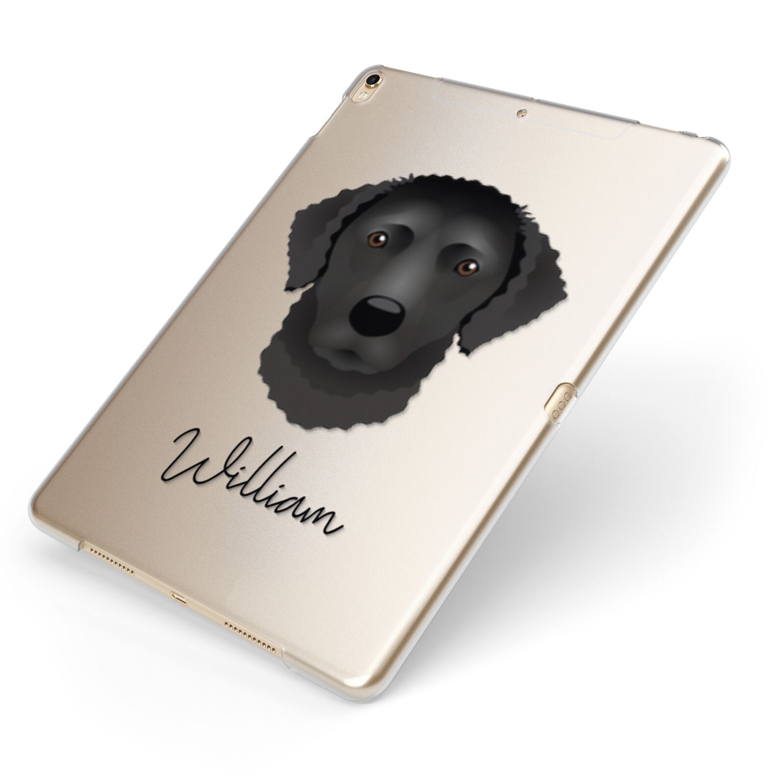 Curly Coated Retriever Personalised Apple iPad Case on Gold iPad Side View