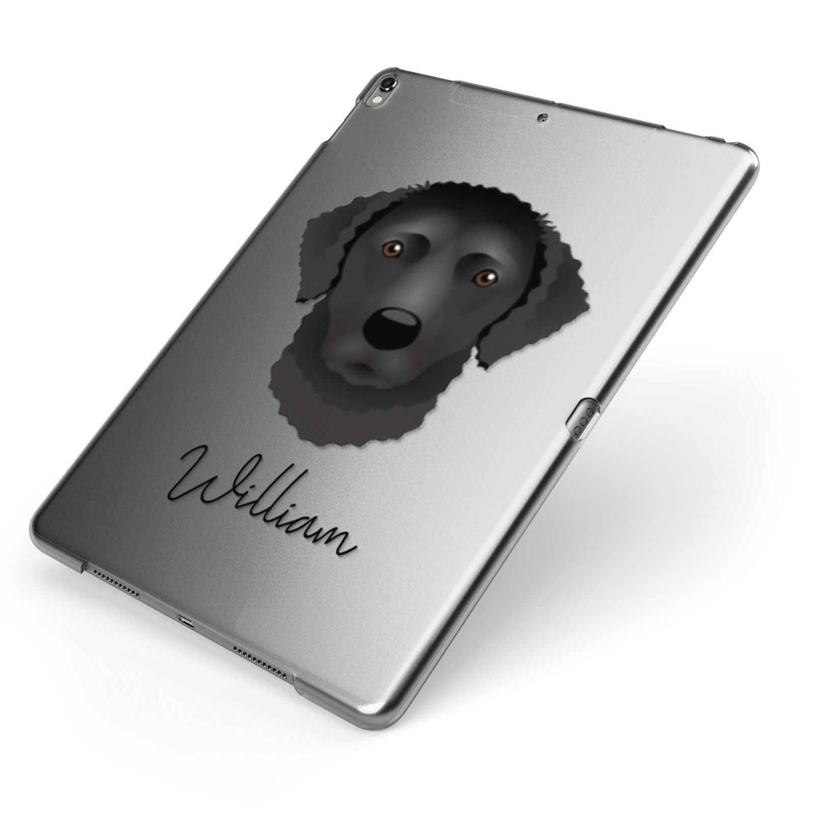 Curly Coated Retriever Personalised Apple iPad Case on Grey iPad Side View