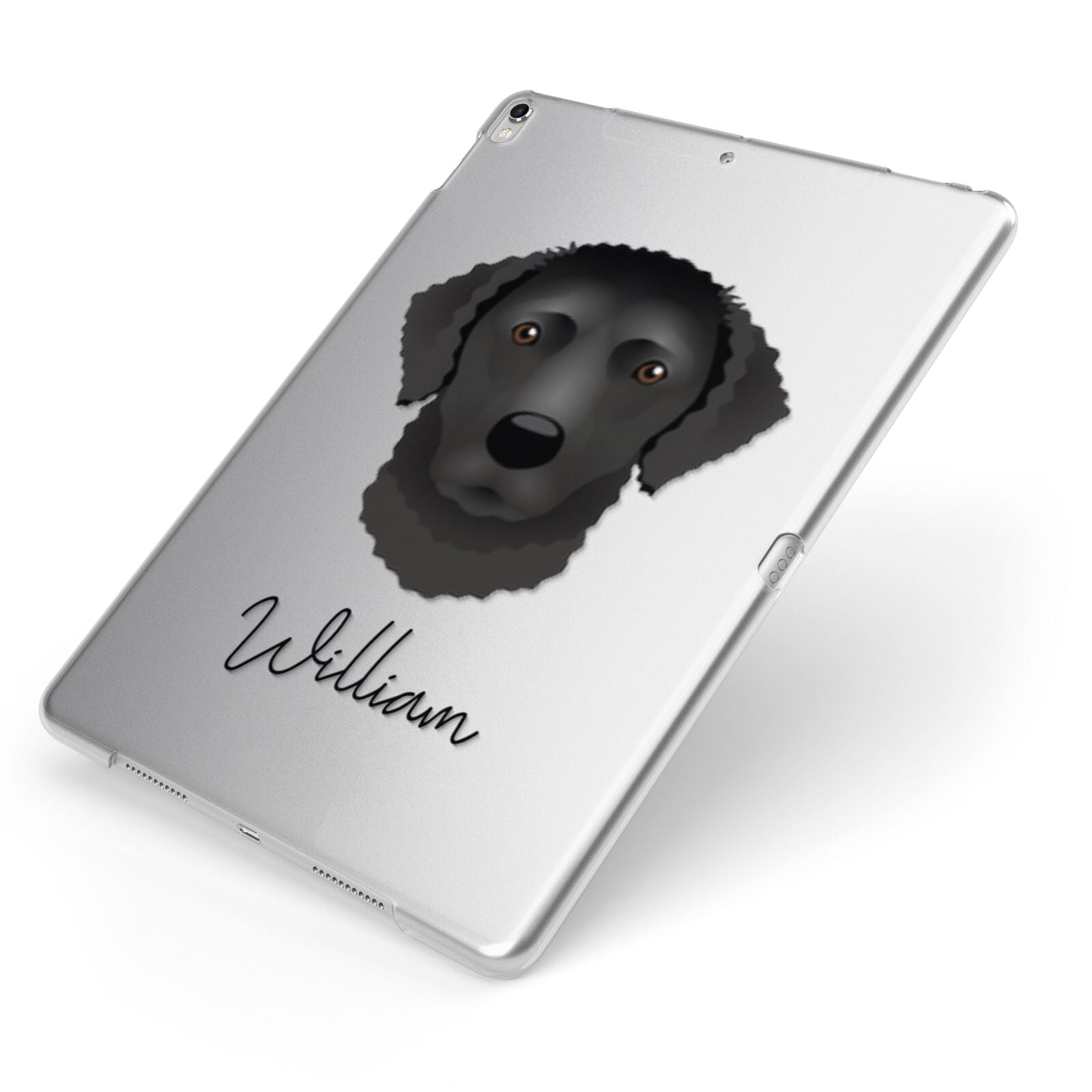 Curly Coated Retriever Personalised Apple iPad Case on Silver iPad Side View