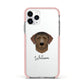 Curly Coated Retriever Personalised Apple iPhone 11 Pro in Silver with Pink Impact Case