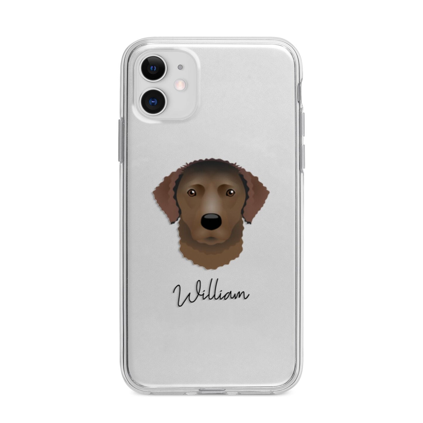Curly Coated Retriever Personalised Apple iPhone 11 in White with Bumper Case