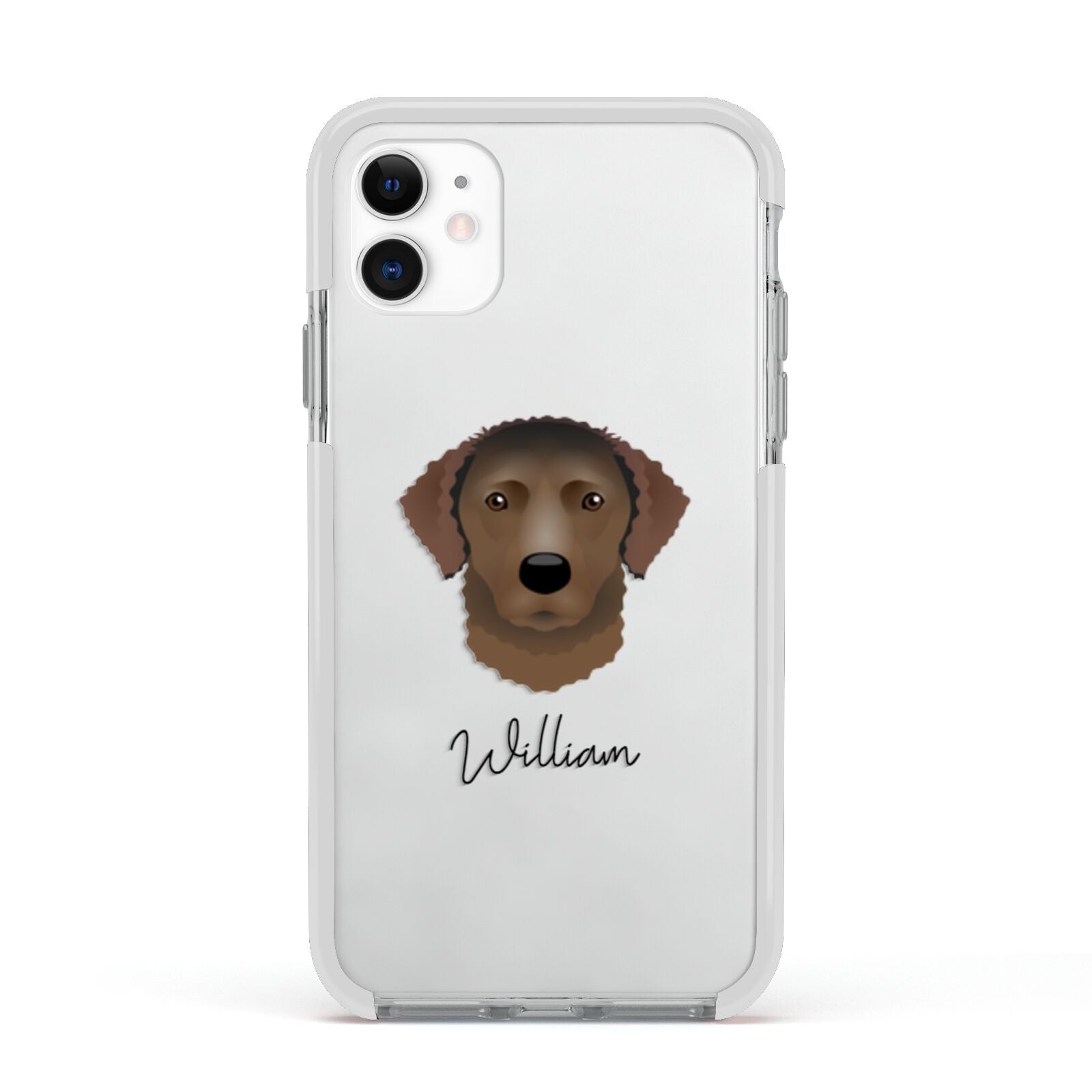 Curly Coated Retriever Personalised Apple iPhone 11 in White with White Impact Case