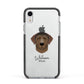 Curly Coated Retriever Personalised Apple iPhone XR Impact Case Black Edge on Silver Phone