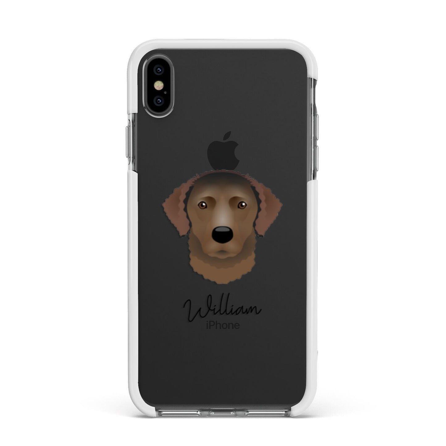 Curly Coated Retriever Personalised Apple iPhone Xs Max Impact Case White Edge on Black Phone