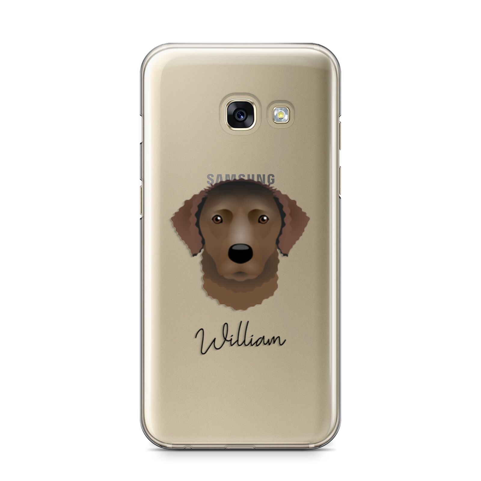 Curly Coated Retriever Personalised Samsung Galaxy A3 2017 Case on gold phone