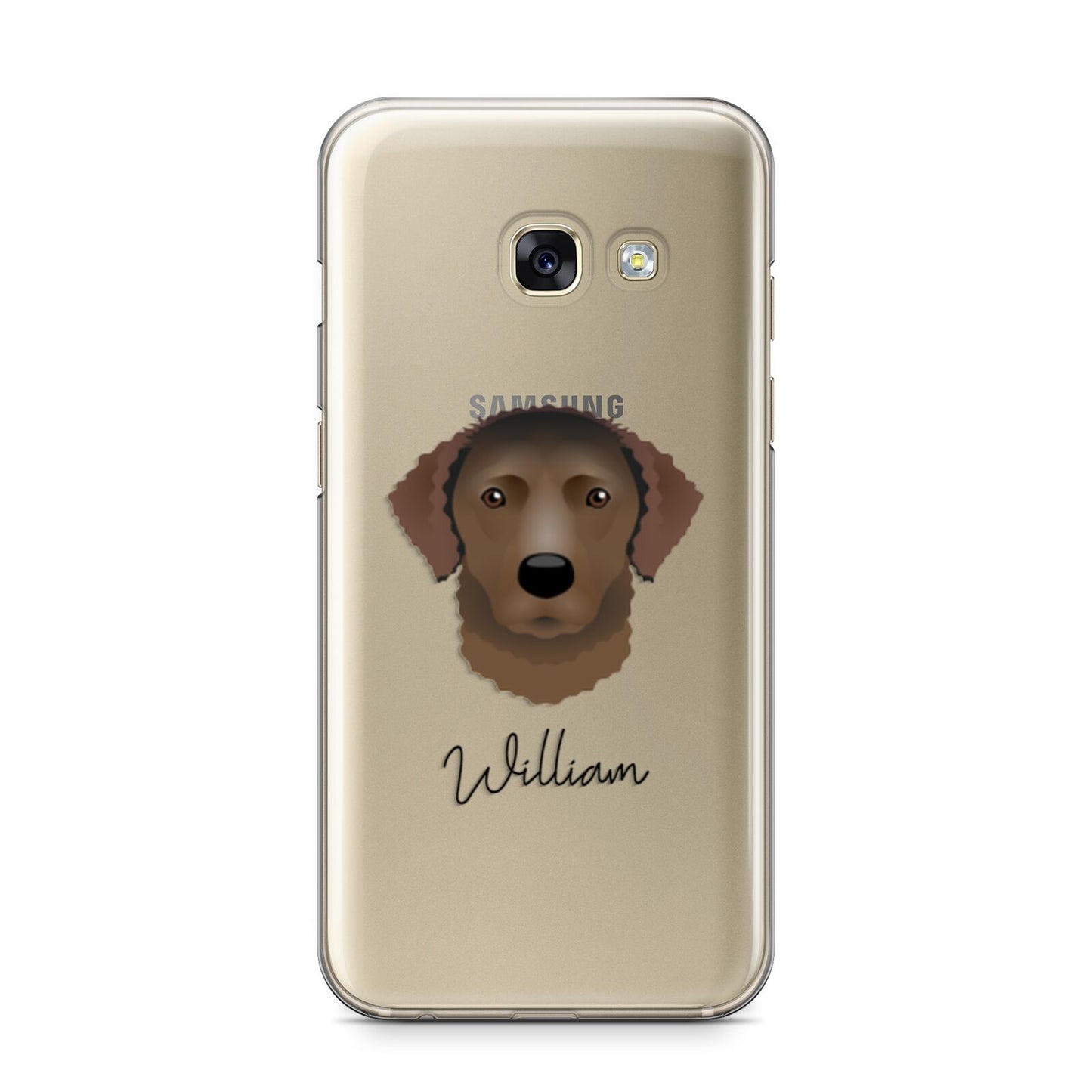 Curly Coated Retriever Personalised Samsung Galaxy A3 2017 Case on gold phone