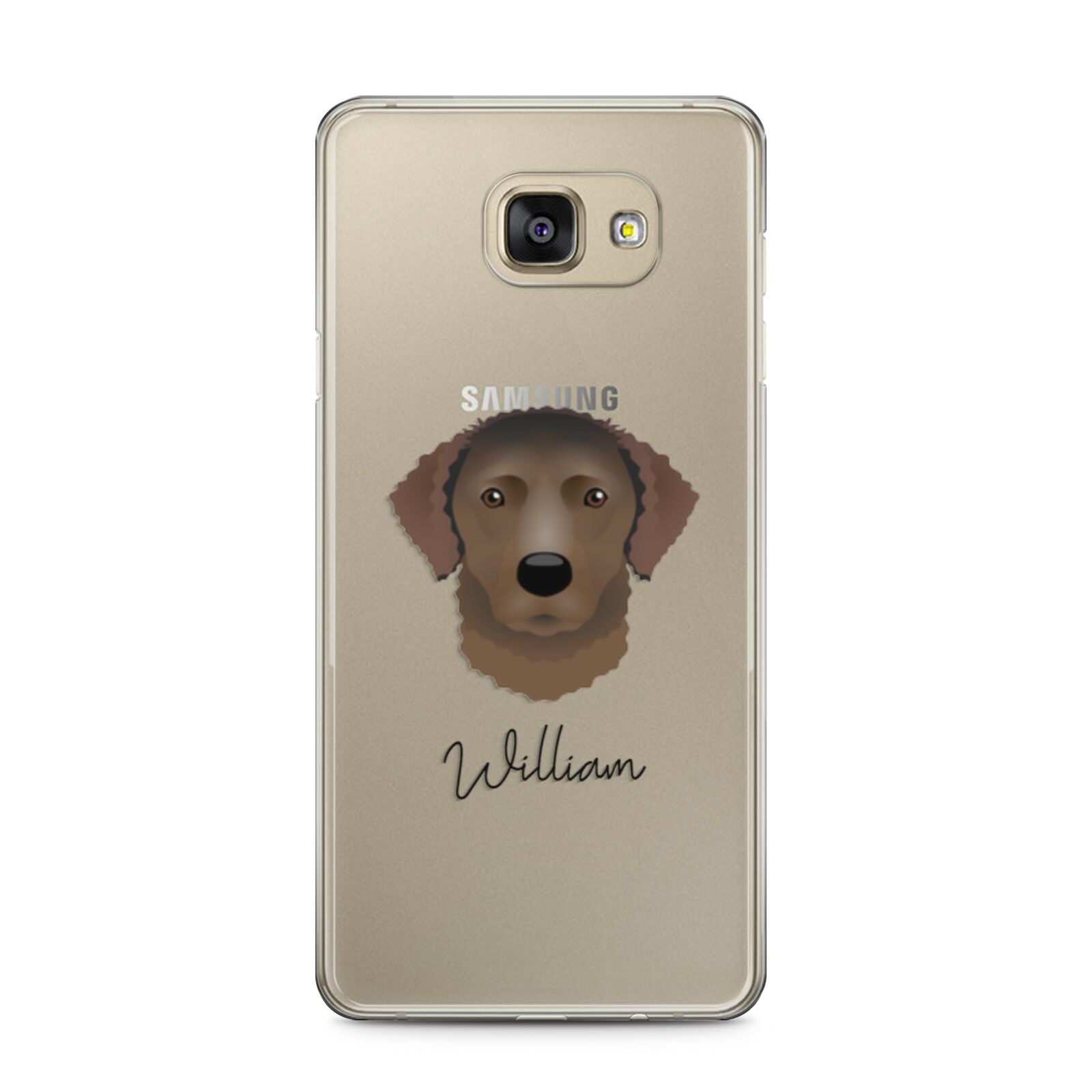 Curly Coated Retriever Personalised Samsung Galaxy A5 2016 Case on gold phone