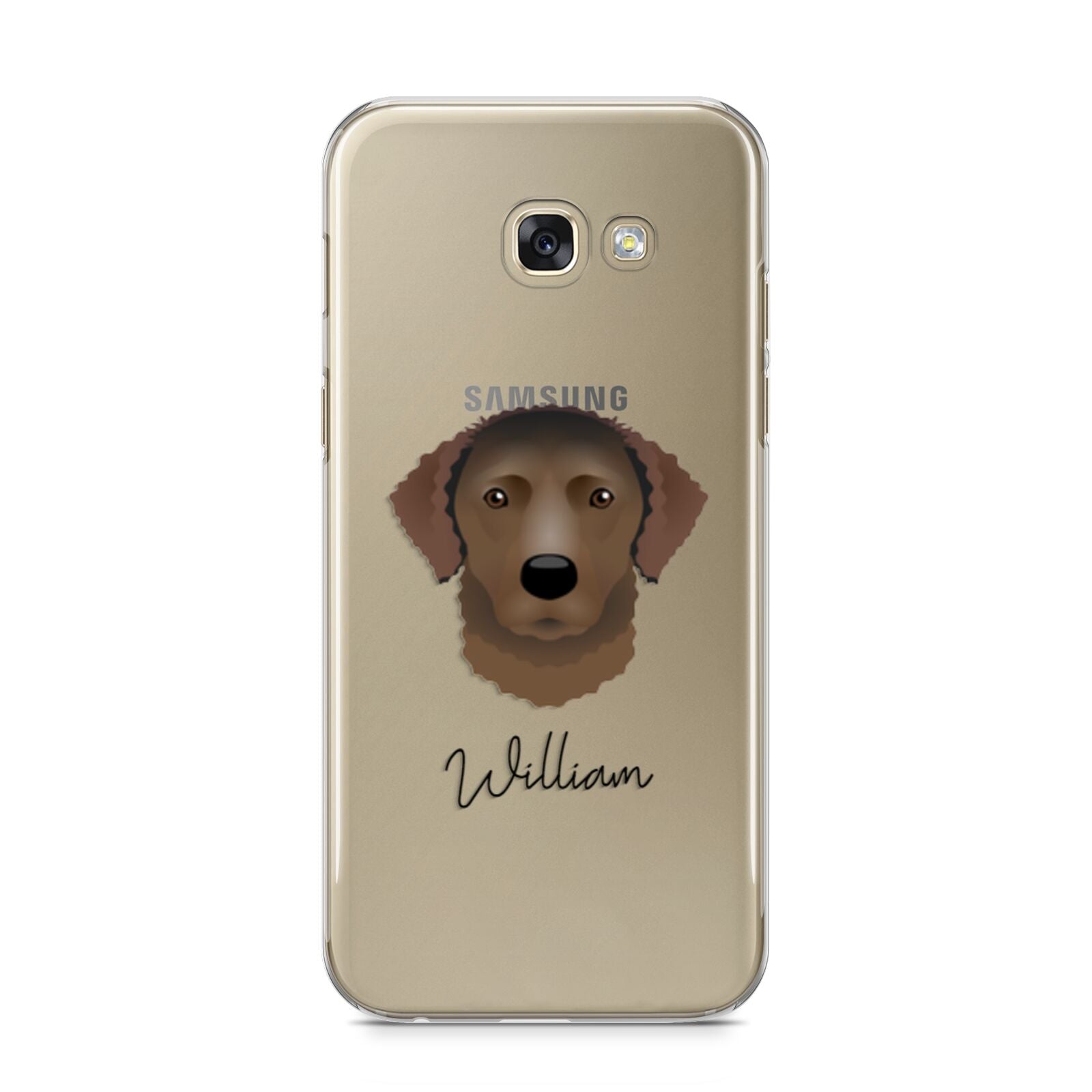 Curly Coated Retriever Personalised Samsung Galaxy A5 2017 Case on gold phone