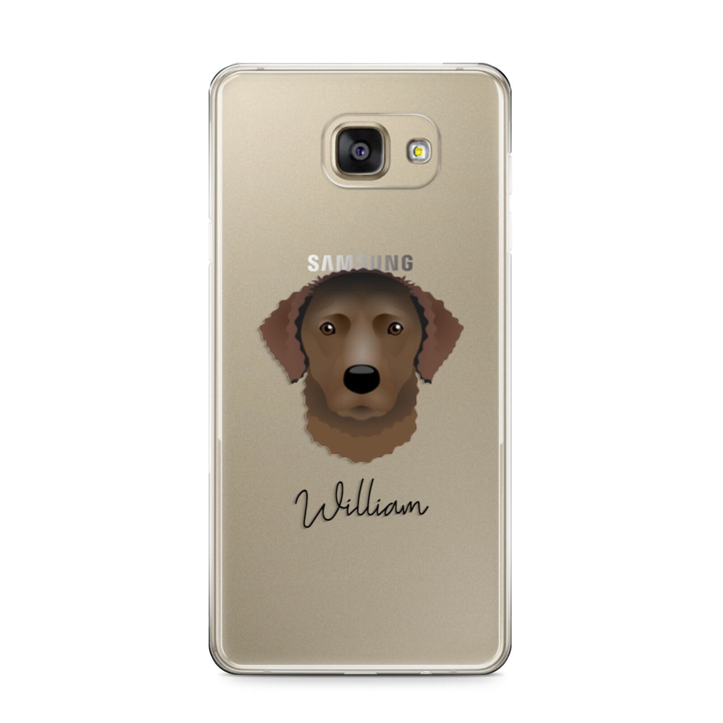 Curly Coated Retriever Personalised Samsung Galaxy A9 2016 Case on gold phone