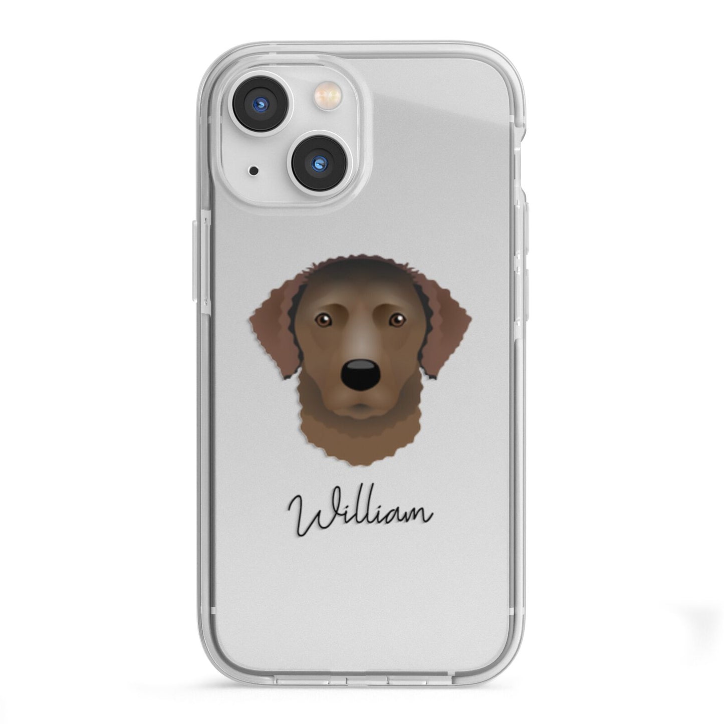 Curly Coated Retriever Personalised iPhone 13 Mini TPU Impact Case with White Edges