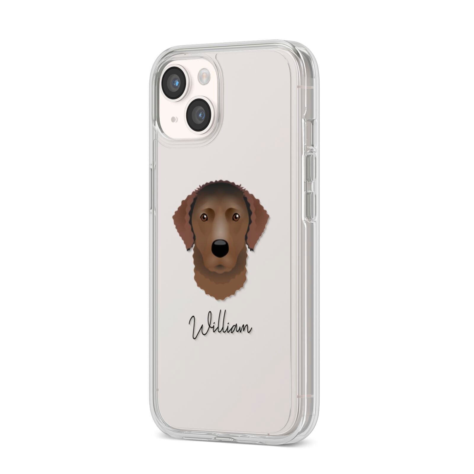 Curly Coated Retriever Personalised iPhone 14 Clear Tough Case Starlight Angled Image