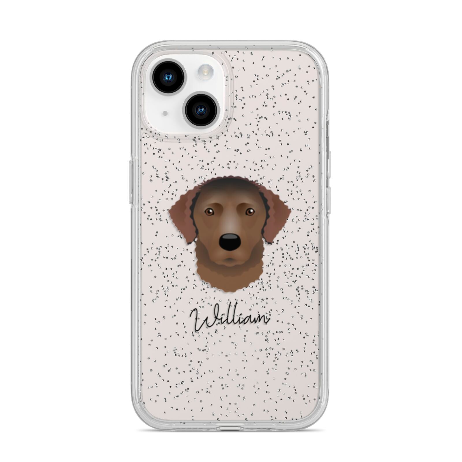 Curly Coated Retriever Personalised iPhone 14 Glitter Tough Case Starlight