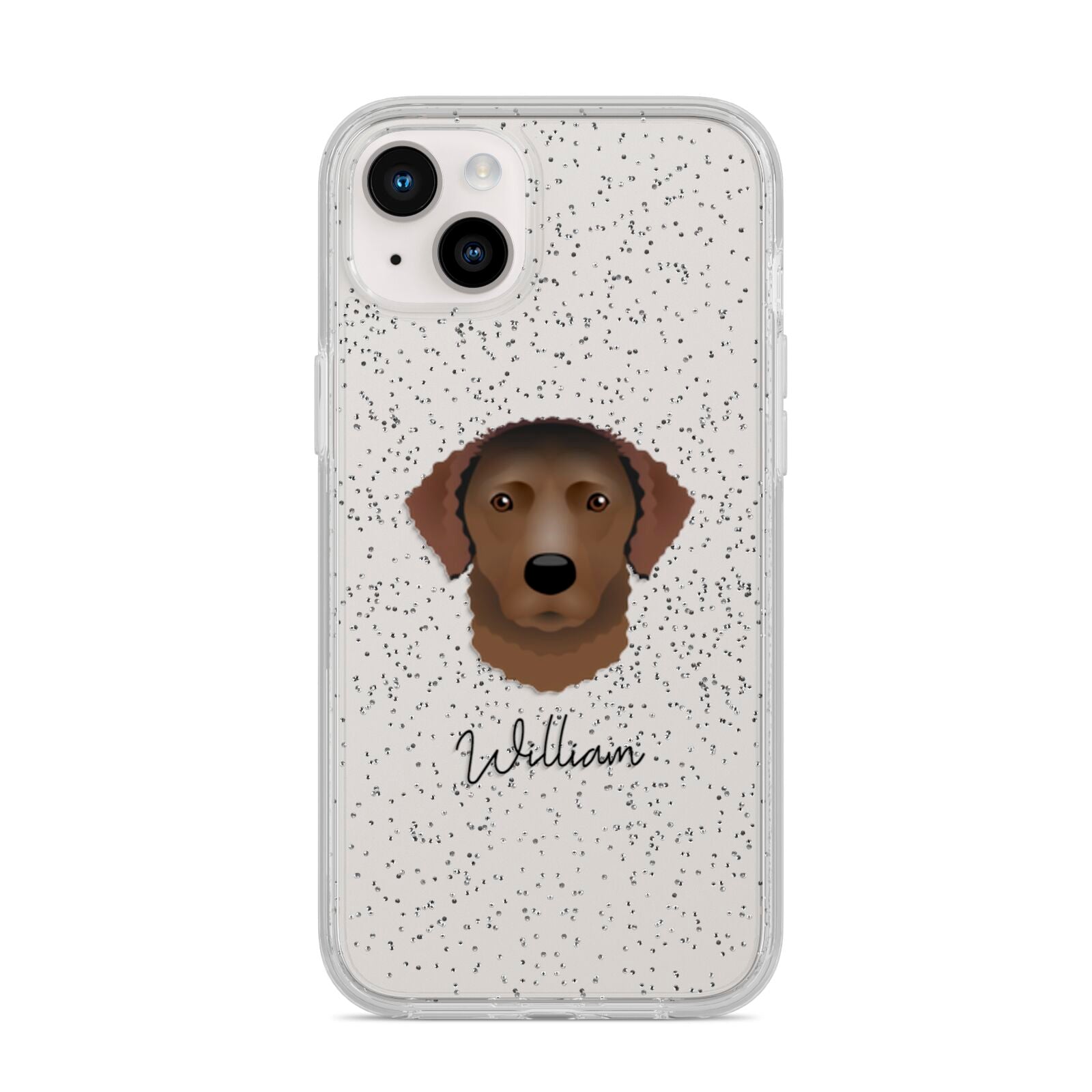 Curly Coated Retriever Personalised iPhone 14 Plus Glitter Tough Case Starlight