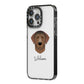 Curly Coated Retriever Personalised iPhone 14 Pro Max Black Impact Case Side Angle on Silver phone