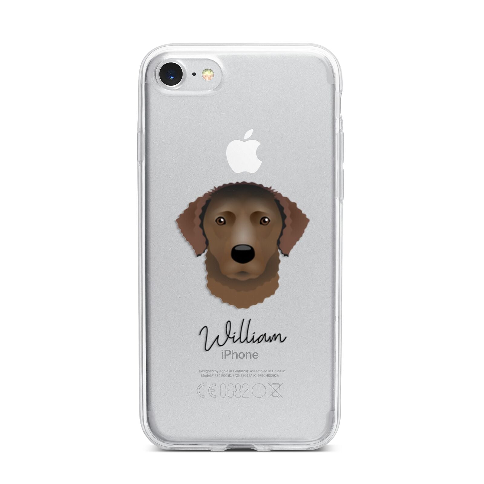 Curly Coated Retriever Personalised iPhone 7 Bumper Case on Silver iPhone