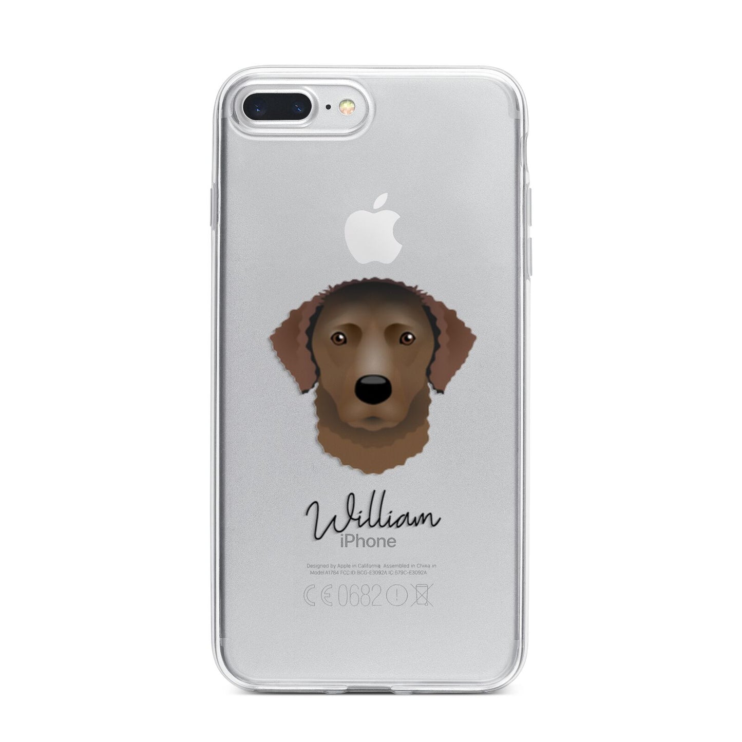 Curly Coated Retriever Personalised iPhone 7 Plus Bumper Case on Silver iPhone