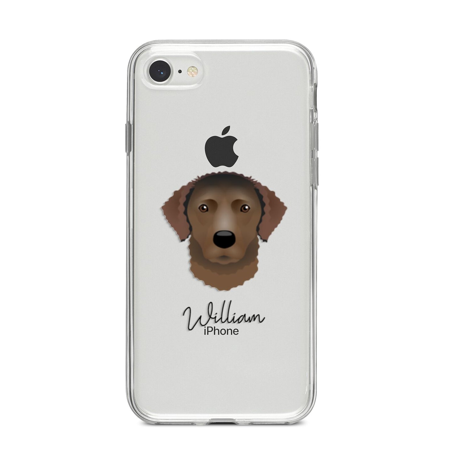 Curly Coated Retriever Personalised iPhone 8 Bumper Case on Silver iPhone