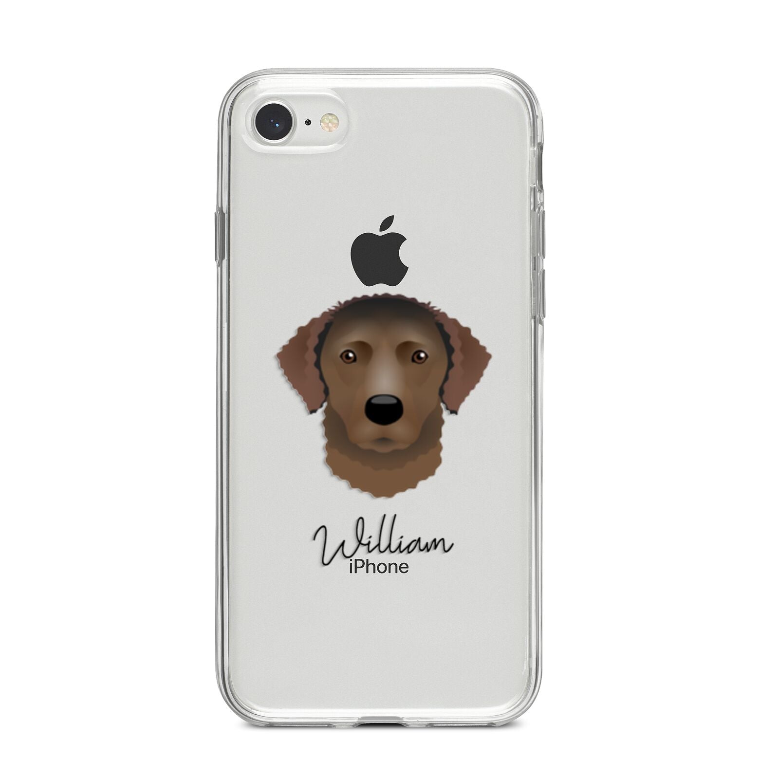 Curly Coated Retriever Personalised iPhone 8 Bumper Case on Silver iPhone