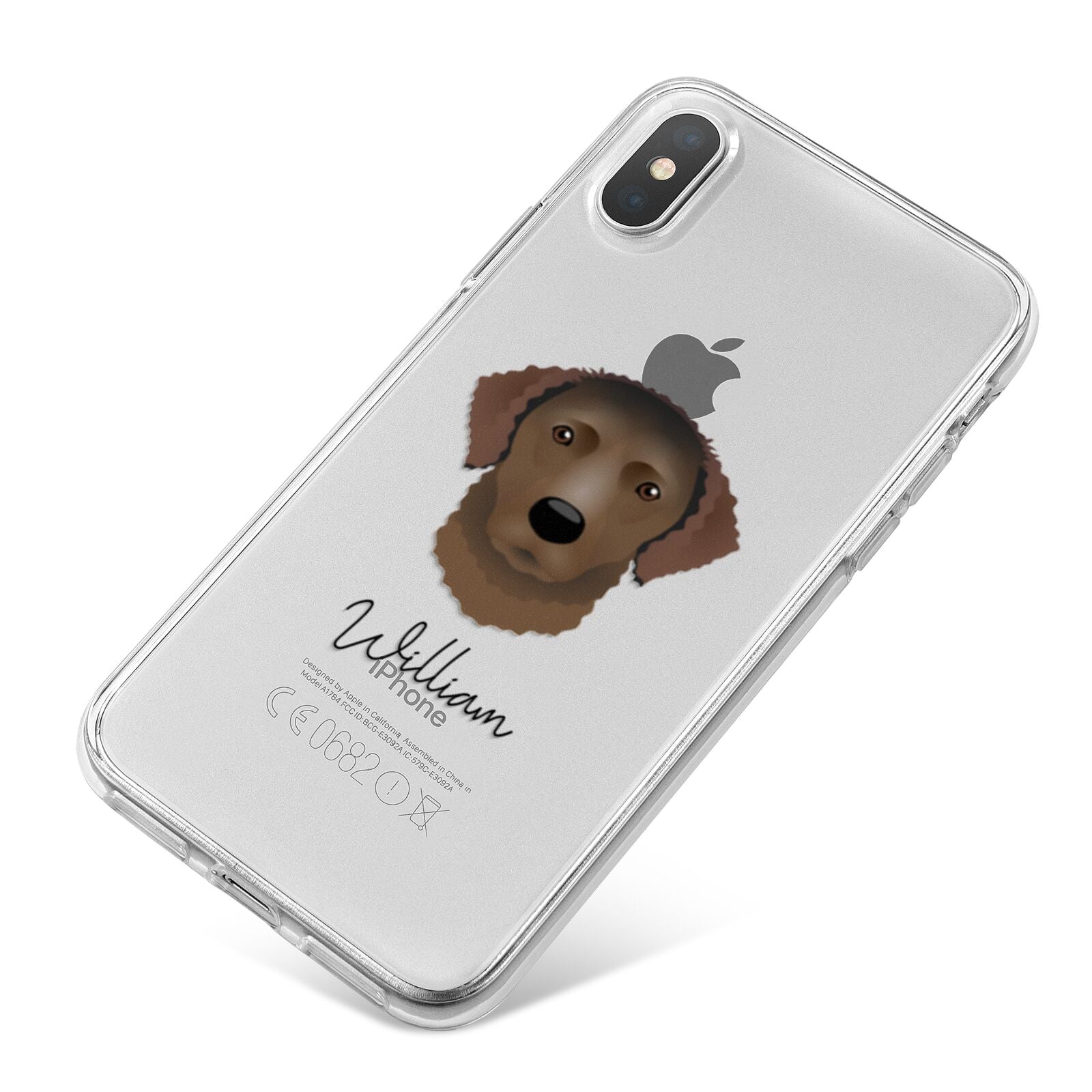 Curly Coated Retriever Personalised iPhone X Bumper Case on Silver iPhone