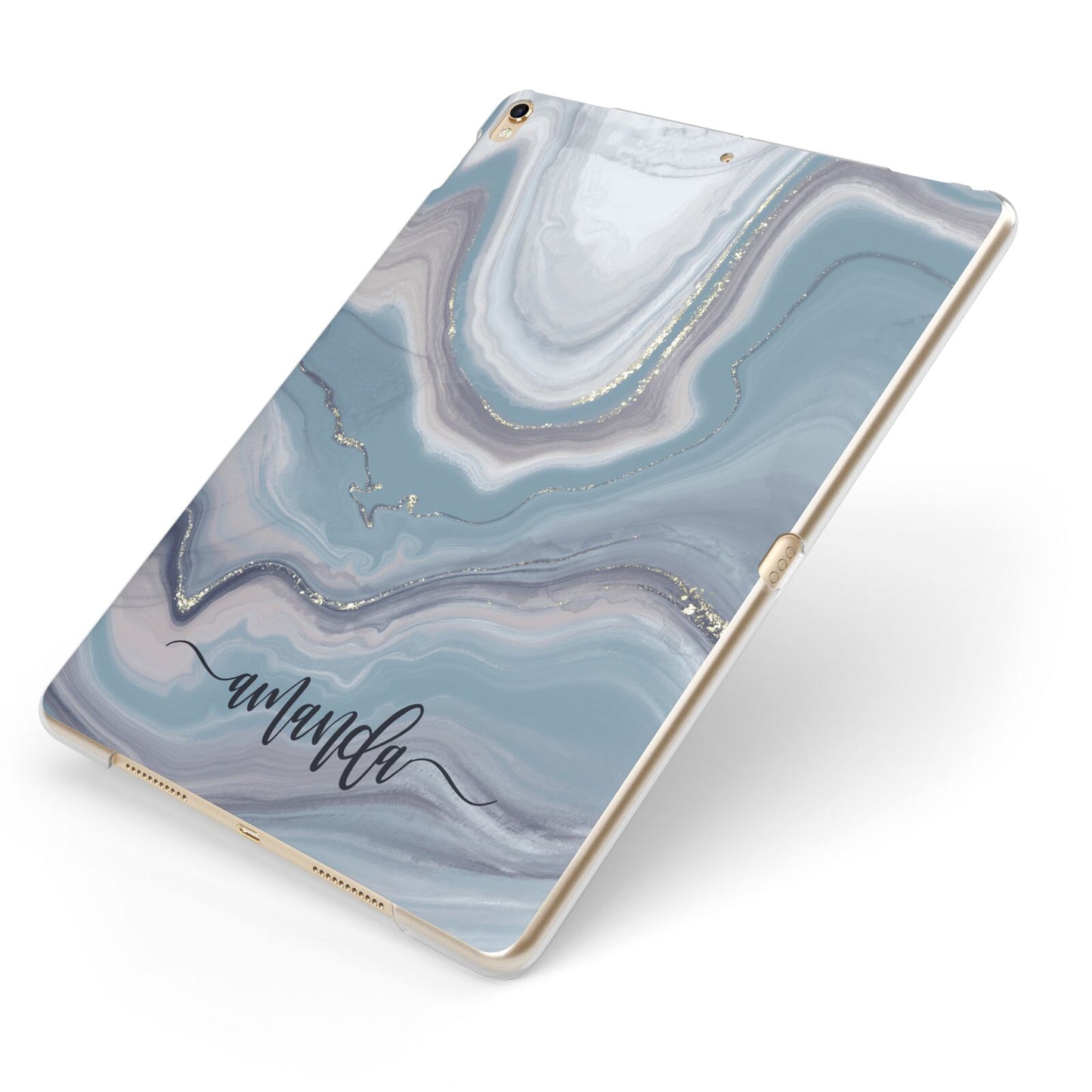 Custom Agate Apple iPad Case on Gold iPad Side View