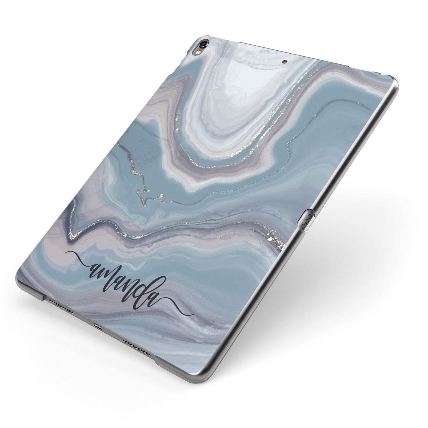 Custom Agate Apple iPad Case on Grey iPad Side View