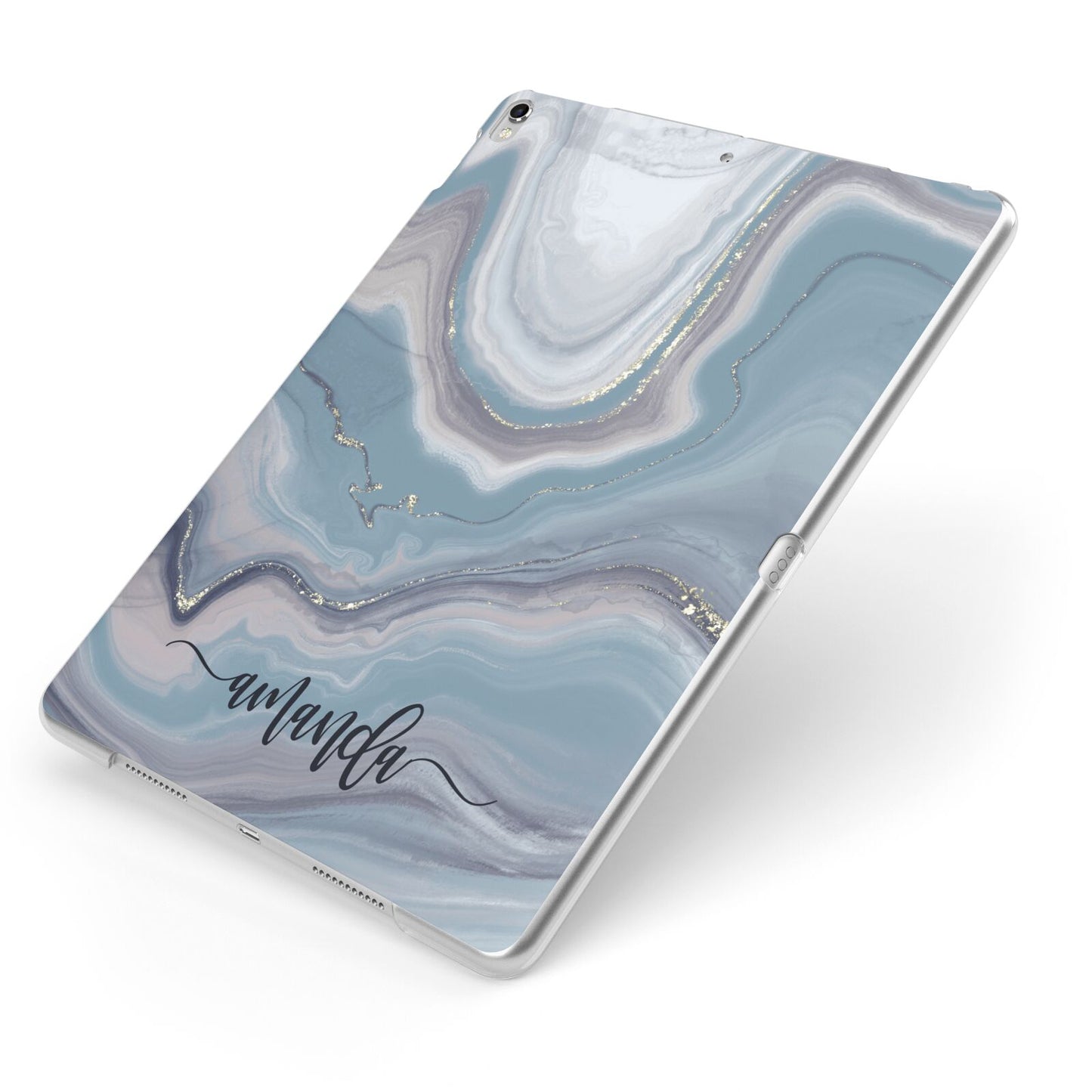 Custom Agate Apple iPad Case on Silver iPad Side View