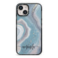 Custom Agate iPhone 14 Black Impact Case on Silver phone