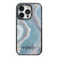 Custom Agate iPhone 14 Pro Black Impact Case on Silver phone