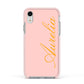 Custom Apple iPhone XR Impact Case Pink Edge on Silver Phone