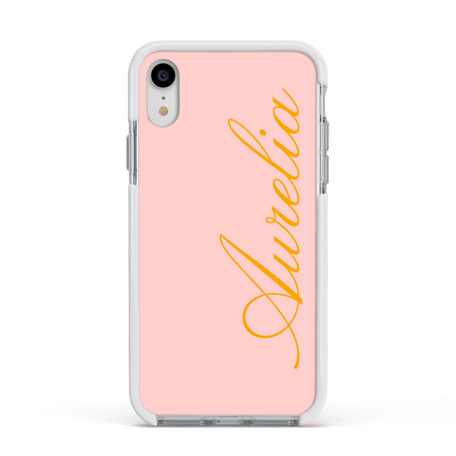 Custom Apple iPhone XR Impact Case White Edge on Silver Phone