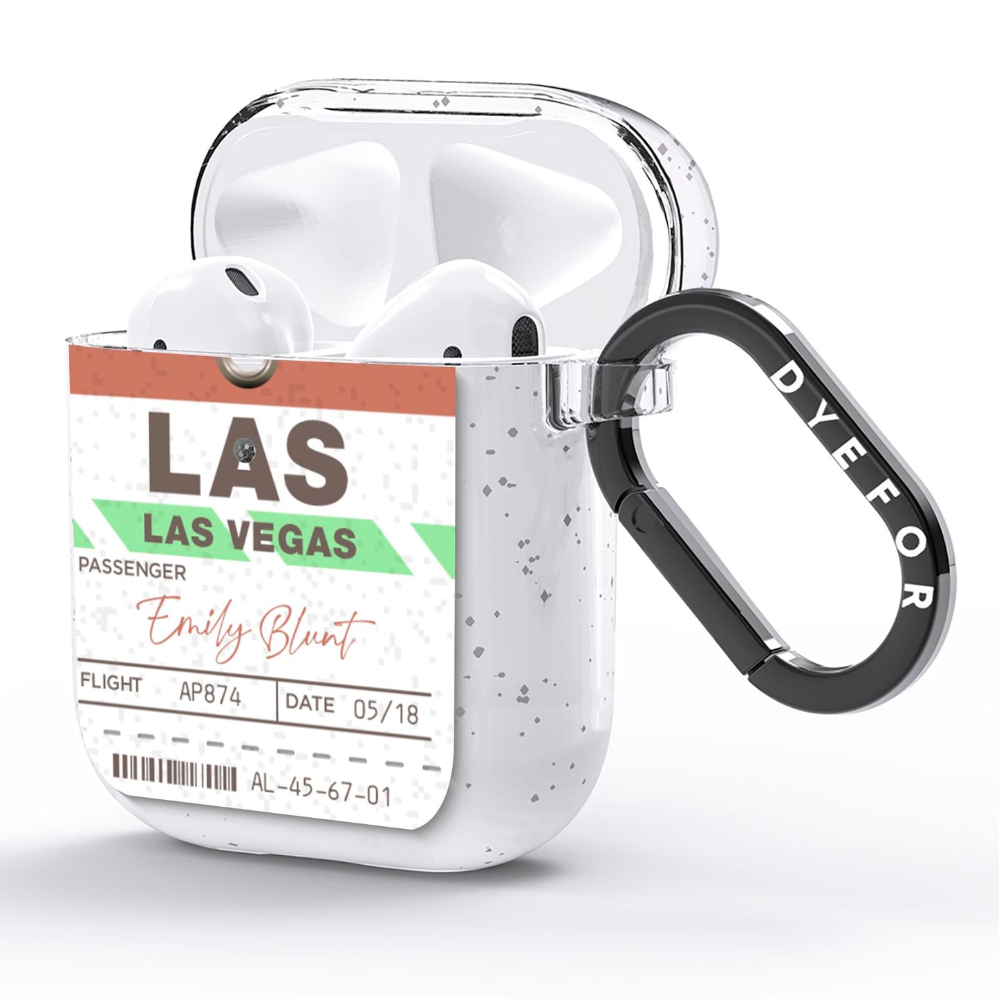 Custom Baggage Tag AirPods Glitter Case Side Image