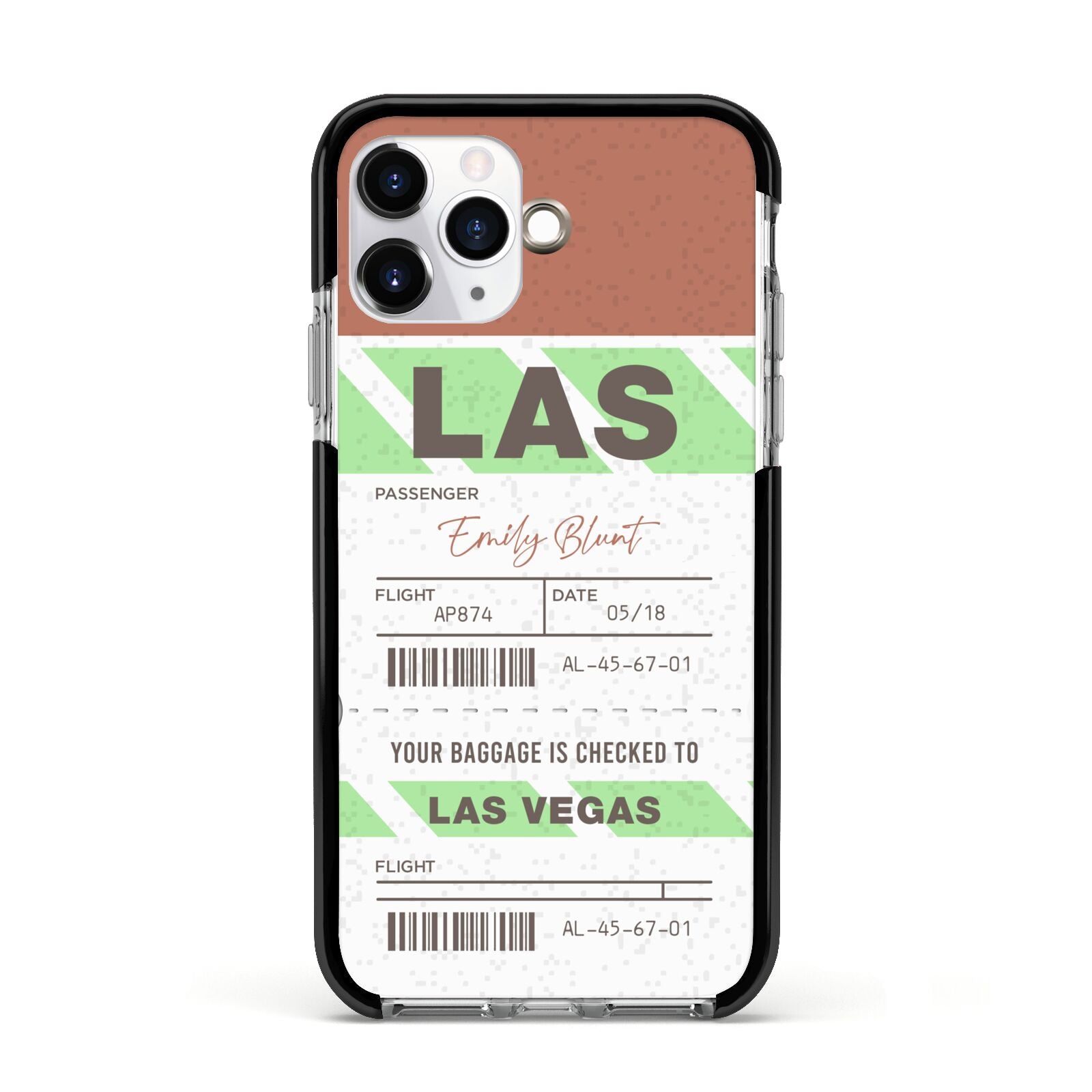 Custom Baggage Tag Apple iPhone 11 Pro in Silver with Black Impact Case