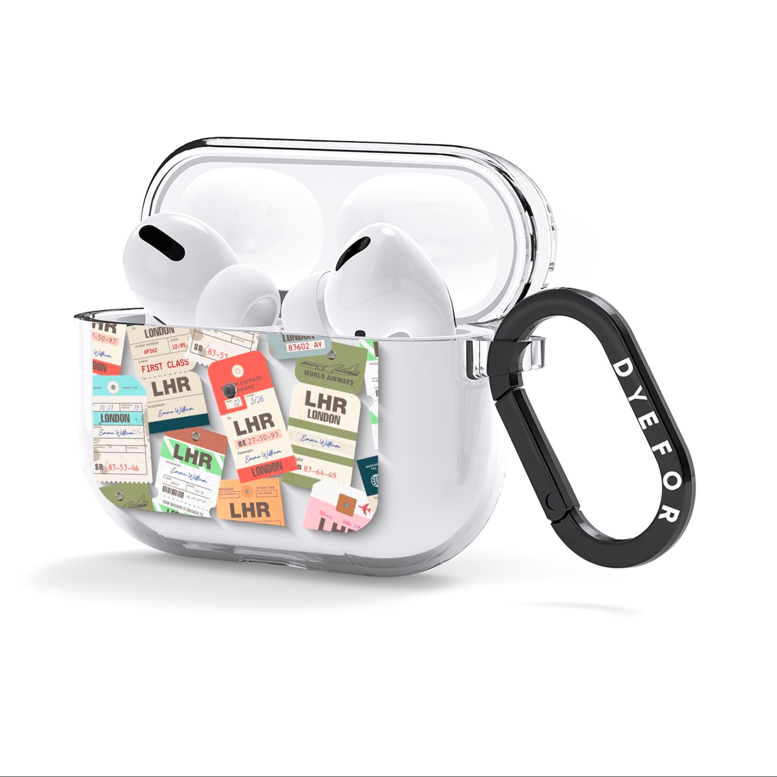 Custom Baggage Tag Collage AirPods Clear Case 3rd Gen Side Image