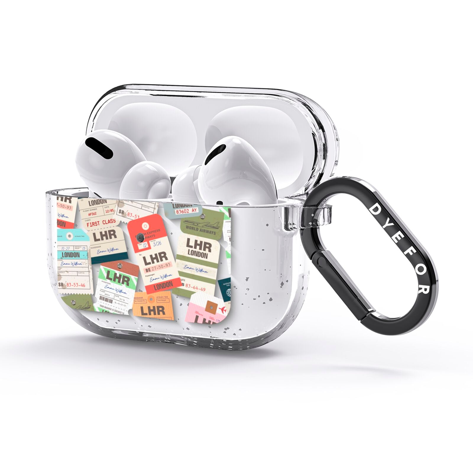 Custom Baggage Tag Collage AirPods Glitter Case 3rd Gen Side Image