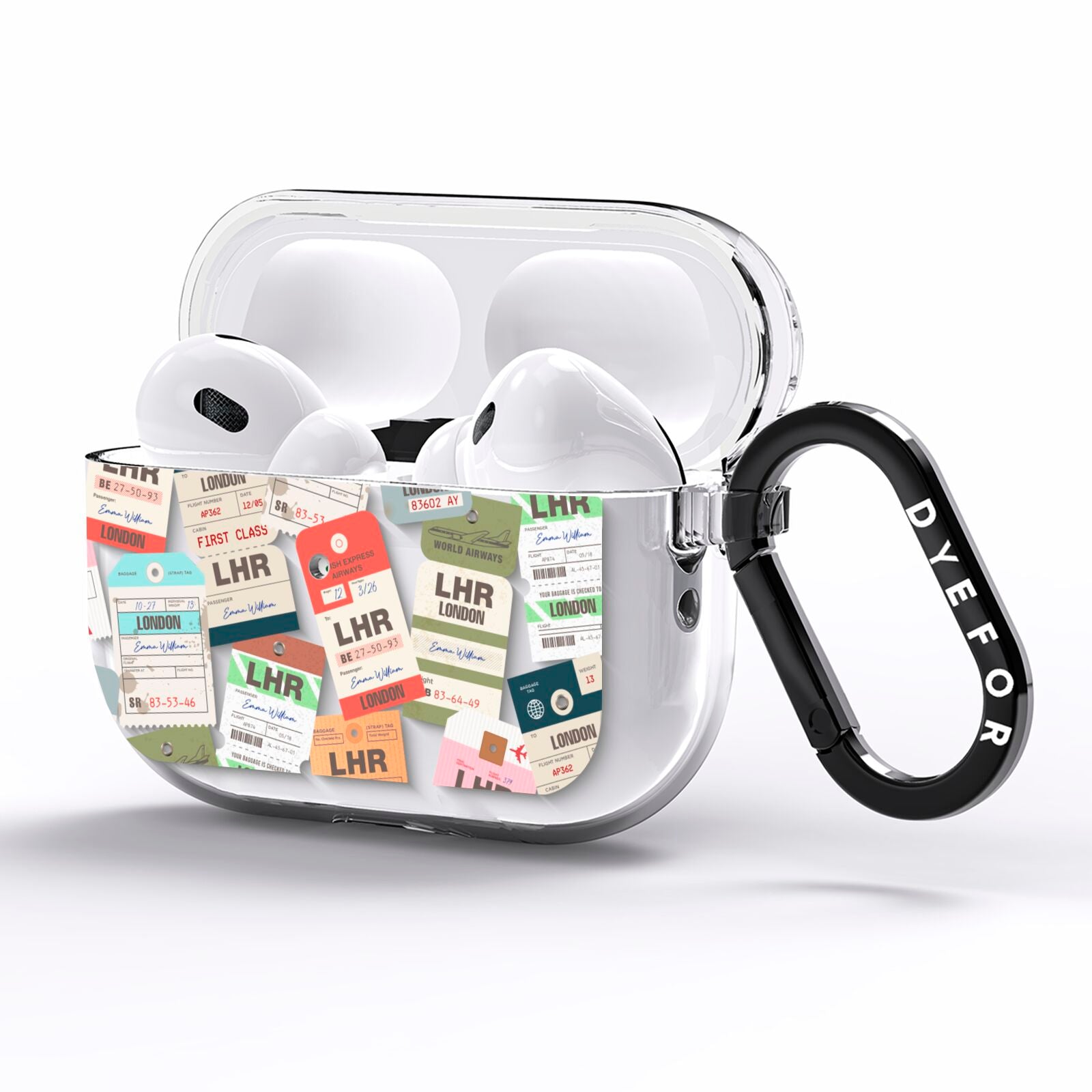 Custom Baggage Tag Collage AirPods Pro Clear Case Side Image
