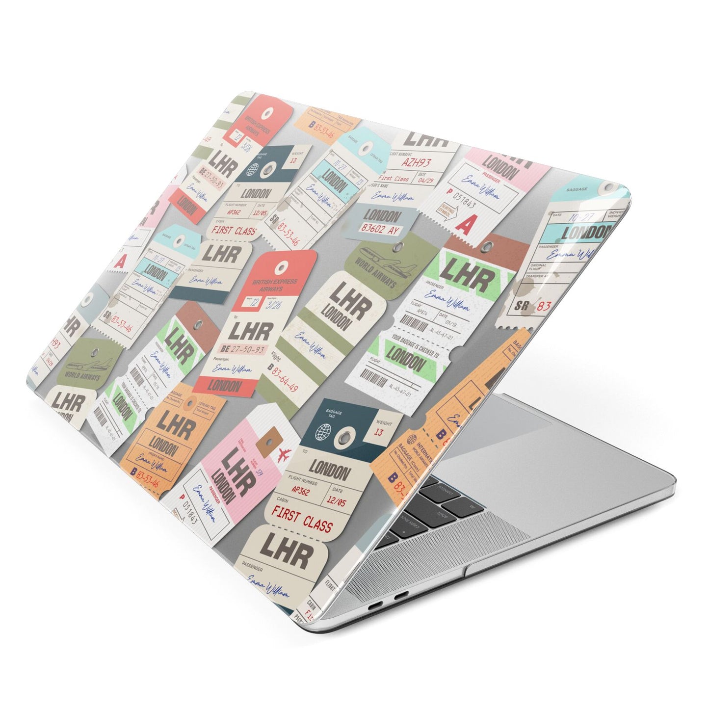 Custom Baggage Tag Collage Apple MacBook Case Side View