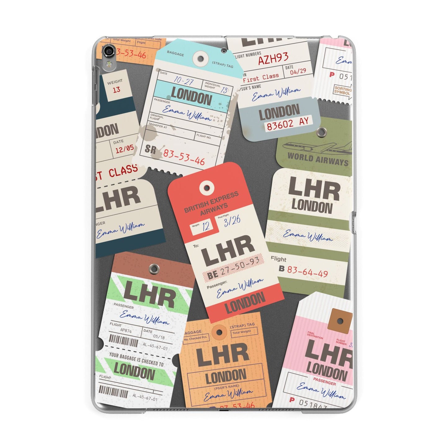 Custom Baggage Tag Collage Apple iPad Grey Case